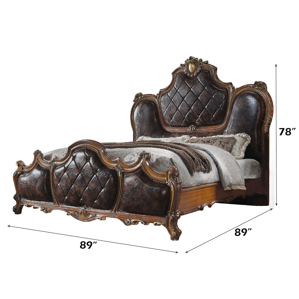 Picardy EK Bed in Leatherette & Honey Oak - dimensions