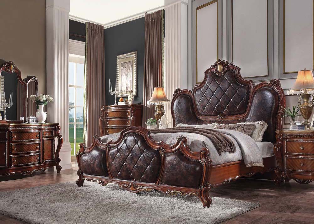 Picardy EK Bed in Leatherette & Honey Oak