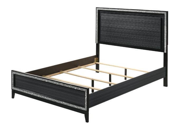Haiden Queen Bed with Led in LED &amp; Weathered Black