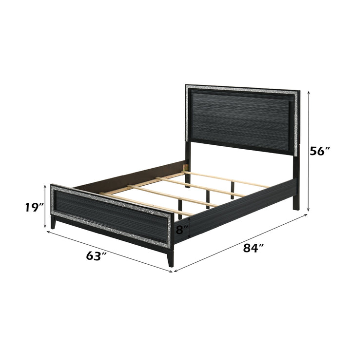 Haiden Queen Bed with Led in LED &amp; Weathered Black - dimensions