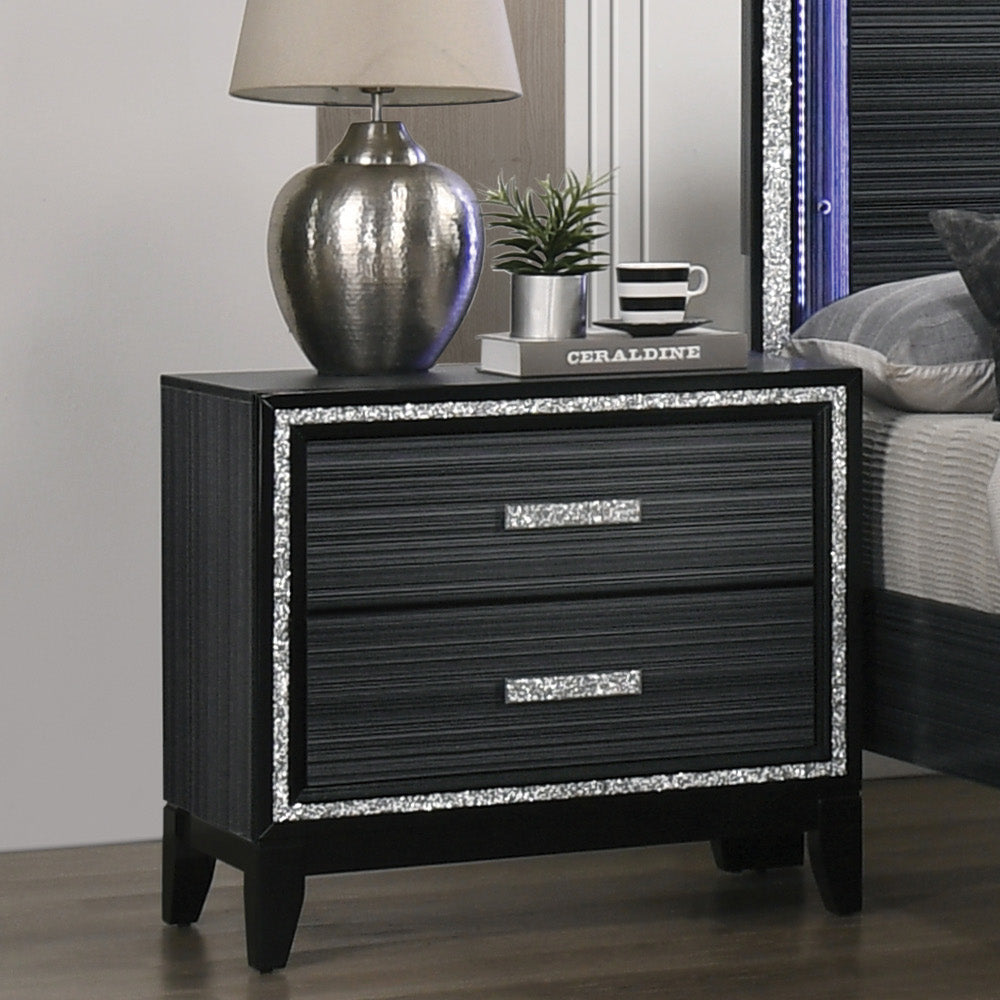 Haiden Nightstand in Weathered Black Finish