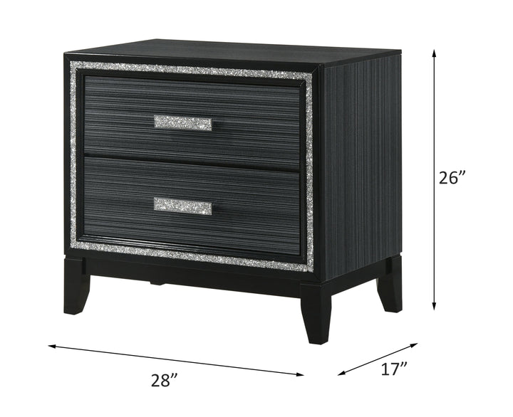 Haiden Nightstand in Weathered Black Finish - line drawing