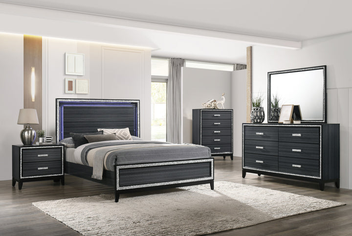 Haiden Nightstand in Weathered Black Finish - lifestyle