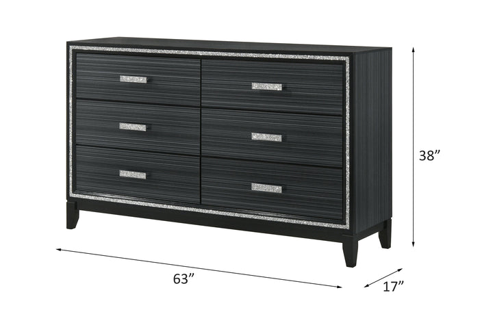 Haiden Dresser in Weathered Black - line drawing