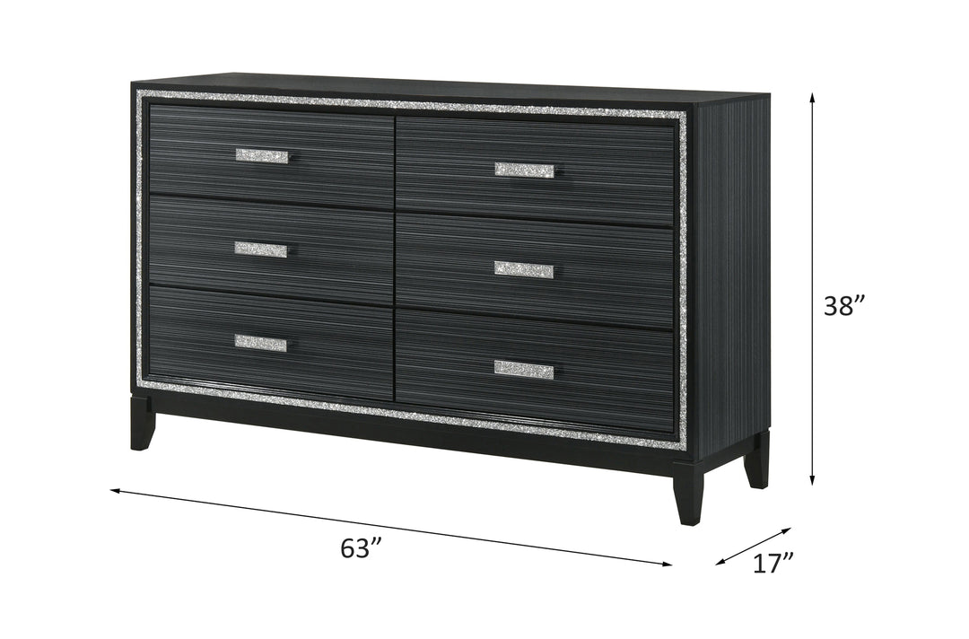 Haiden Dresser in Weathered Black - line drawing
