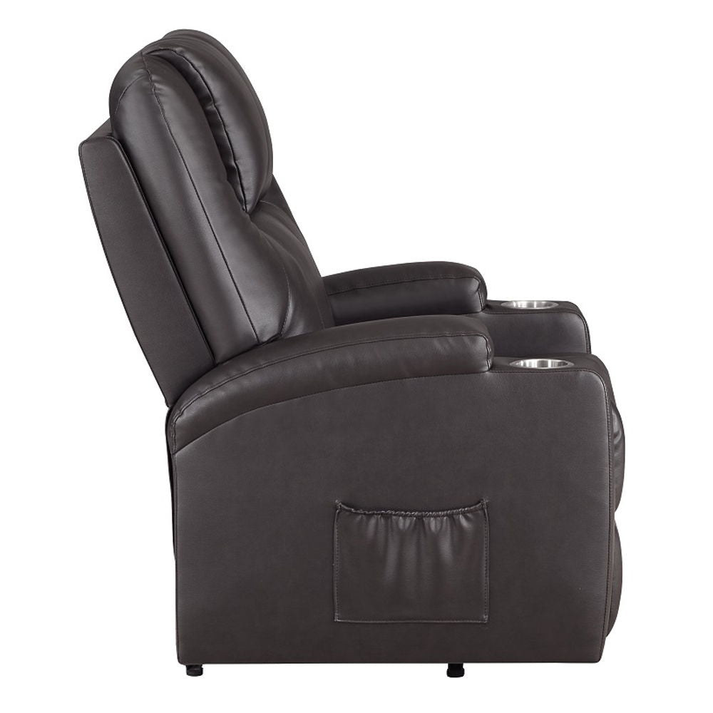 Evander - Recliner With Power Lift & Massage - Brown Leather Aire