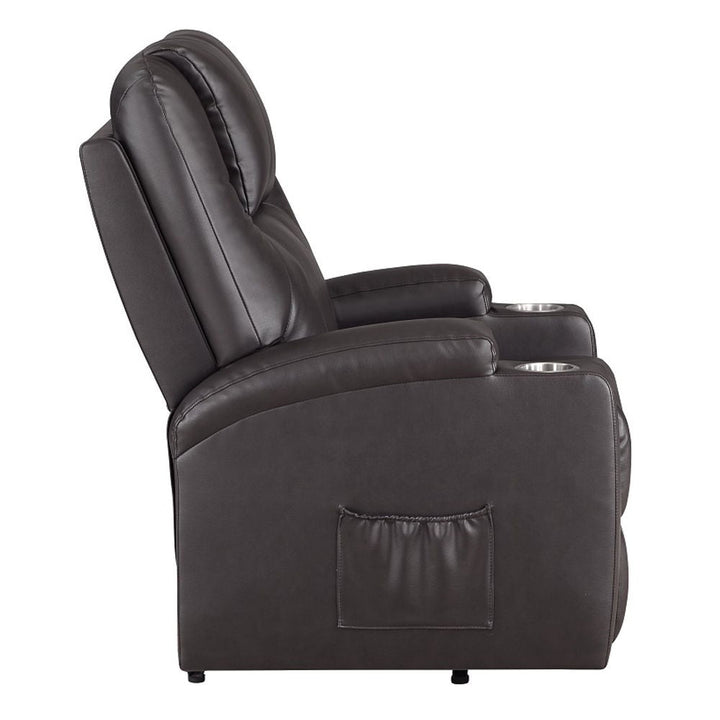 Evander - Recliner With Power Lift & Massage - Brown Leather Aire