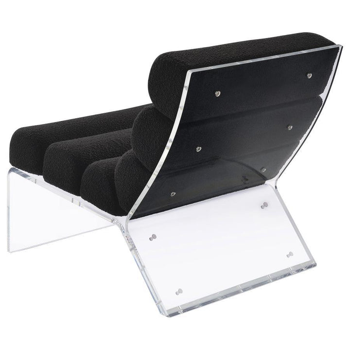 Serreta - Boucle Upholstered Armless Acrylic Chair - Black