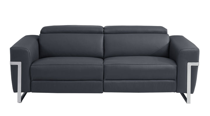 DivanItalia 990 Power Reclining Sofa with Power Headrest in Top-Grain Italian Leather - Dark Gray