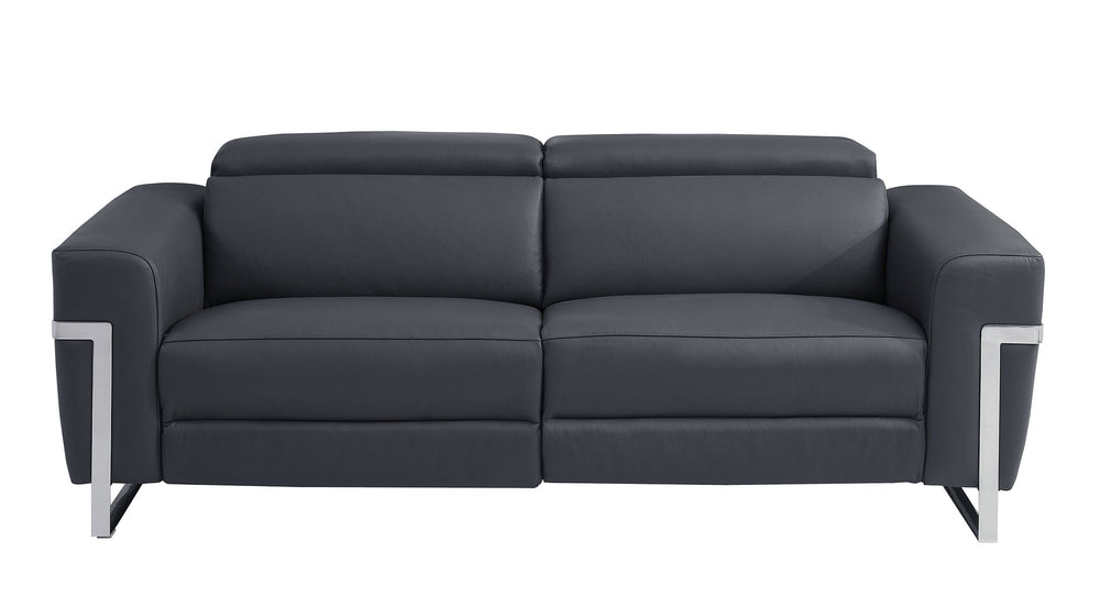 DivanItalia 990 Power Reclining Sofa with Power Headrest in Top-Grain Italian Leather - Dark Gray
