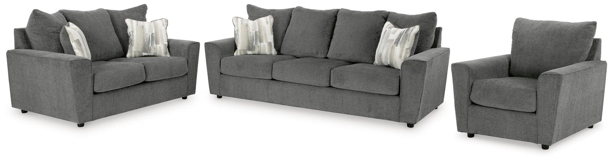 Stairatt Sofa, Loveseat and Chair - Gravel (1)
