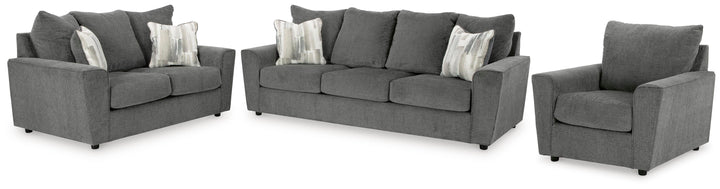 Stairatt Sofa, Loveseat and Chair - Gravel (1)