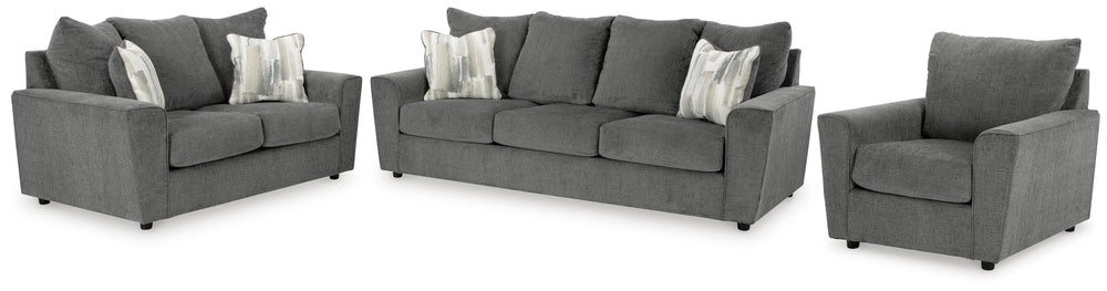 Stairatt Sofa, Loveseat and Chair - Gravel (1)