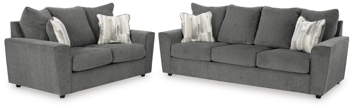 Stairatt Sofa and Loveseat - Gravel (2)