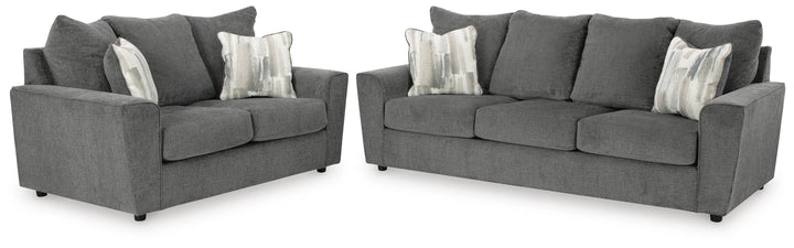 Stairatt Sofa and Loveseat - Gravel (2)
