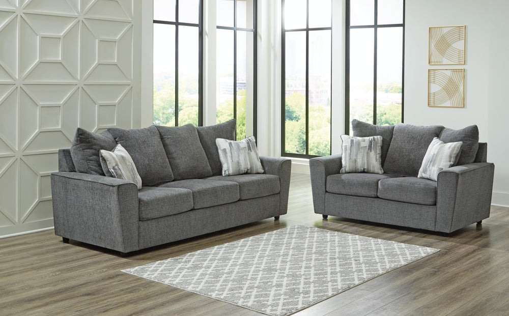 Stairatt Sofa and Loveseat - Gravel (1)