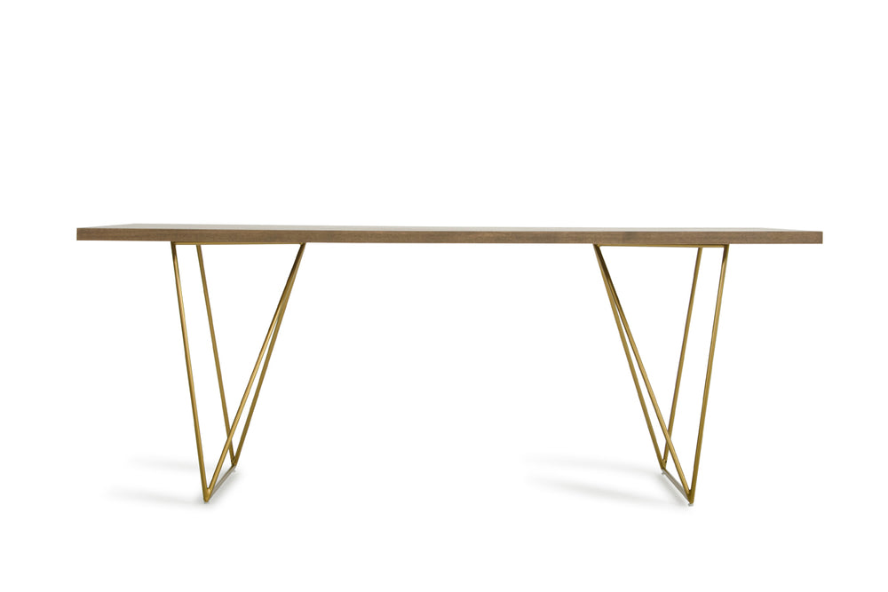 Marcia Mid-Century Tobacco & Antique Brass Dining Table