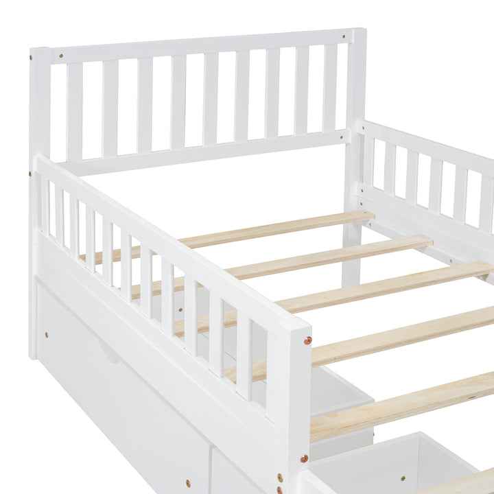 twin-size-wood-platform-bed-with-guardrails-and-two-storage-drawers-in-white