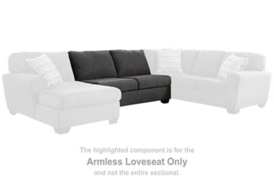 Ambee Armless Loveseat - Dark Gray