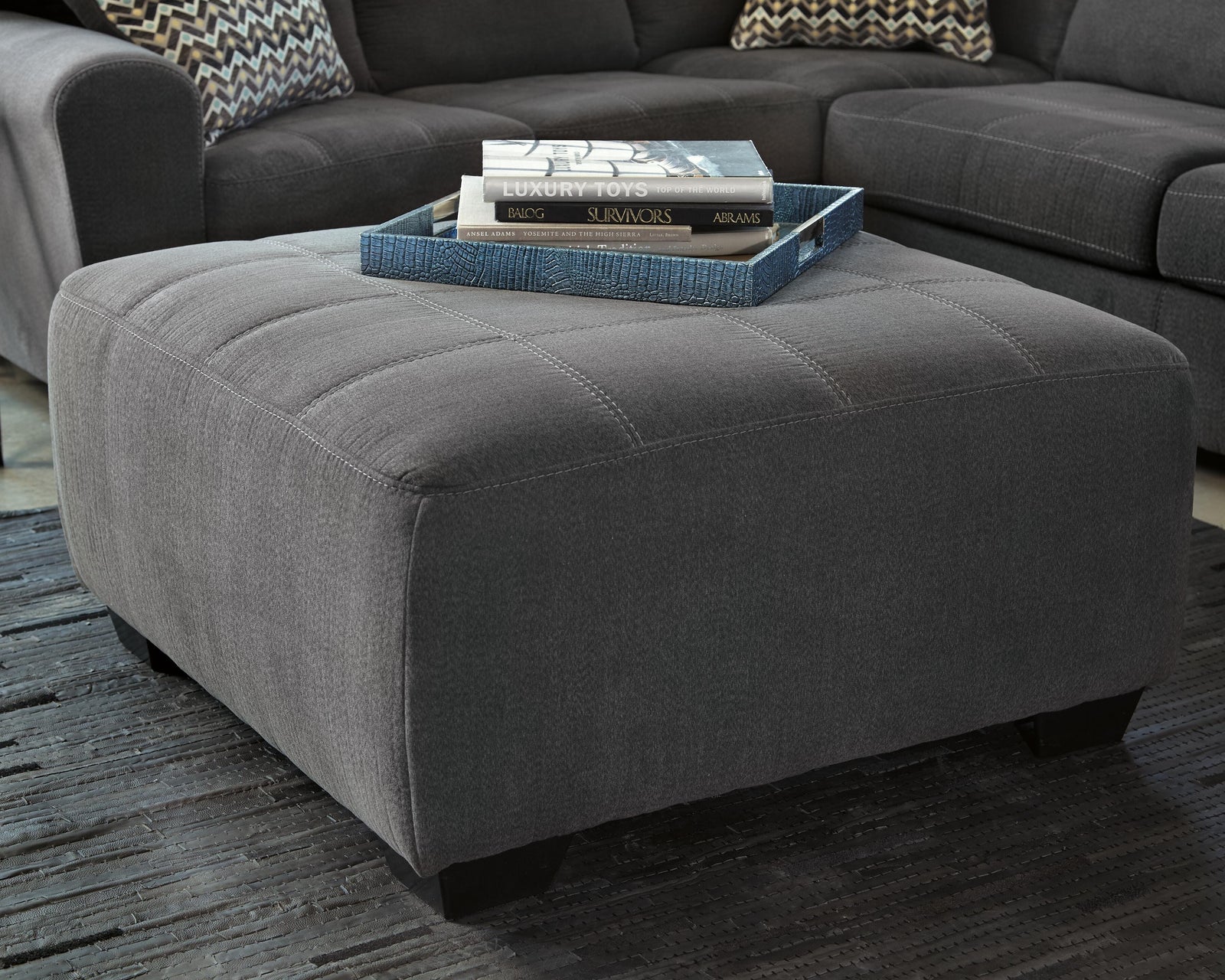 Ambee Oversized Accent Ottoman - Dark Gray (2)