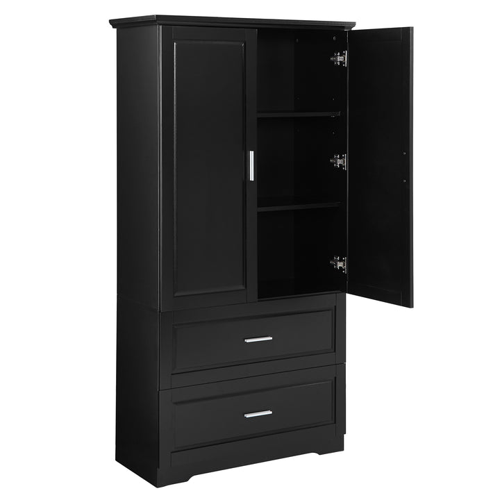 tall-bathroom-storage-cabinet-with-two-doors-and-drawers-black