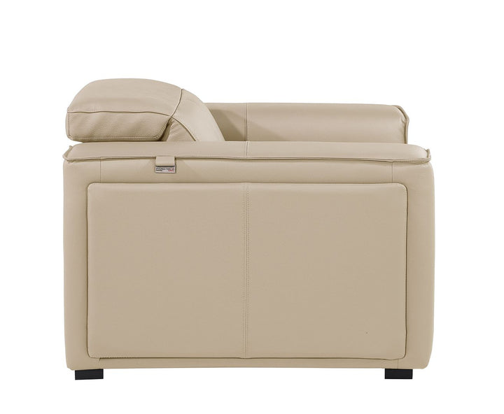 DivanItalia 1224 Top Grain Italian Leather Power Reclining Chair with Power Headrests - Beige