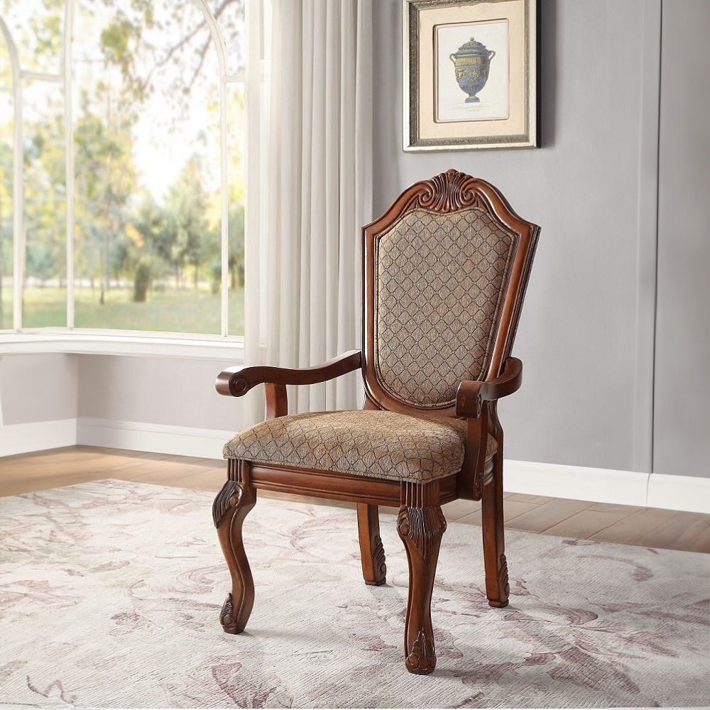 Chateau De Ville - Fabric Arm Chair Set of 2) - Cherry / Light Brown