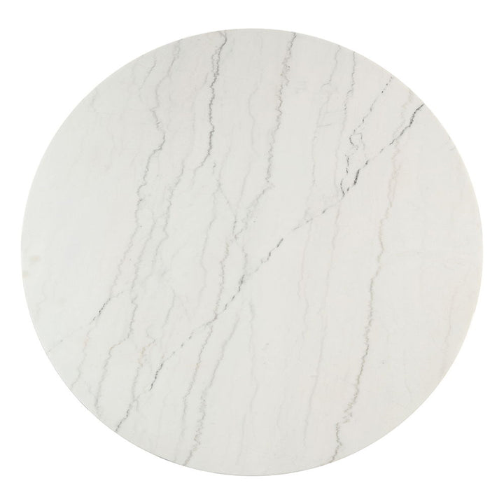 Edwyn - Round Dining Table - White Natural Marble Top & Espresso