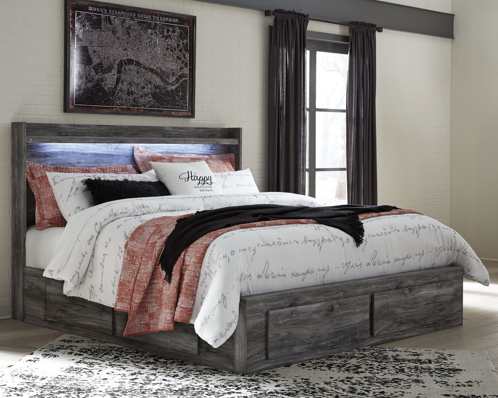 Baystorm - King Panel Bed With 4 Storage Drawers - Gray by Ashley Furniture product image