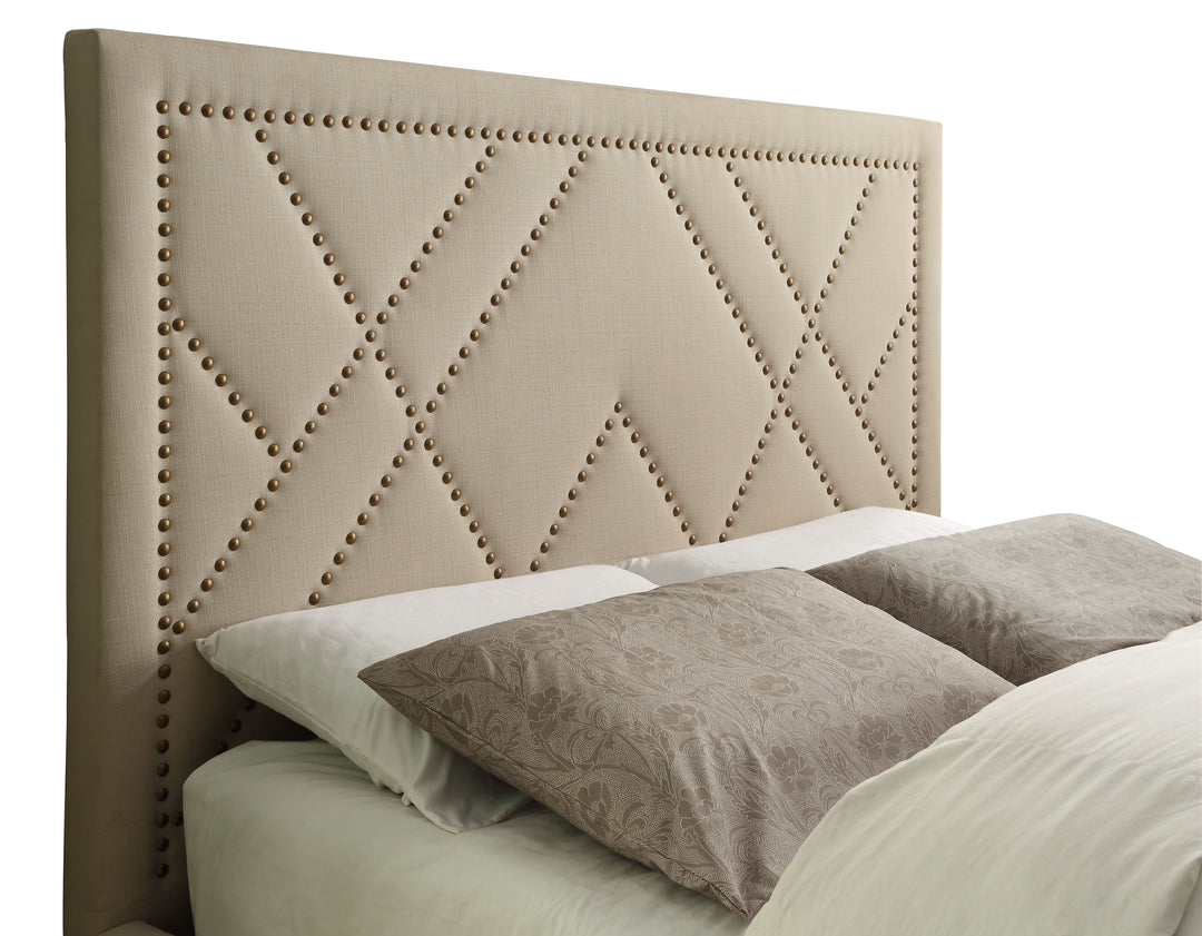 Modus Furniture 3Z45L7Bh20 Vienne Nailhead Patterned Upholstered Headboard In Powder