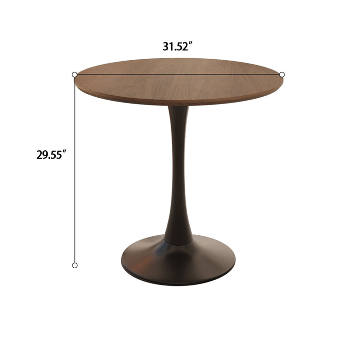 Mid-Century Modern 3-Piece Round Tulip Dining Table Set in Walnut &amp; Beige