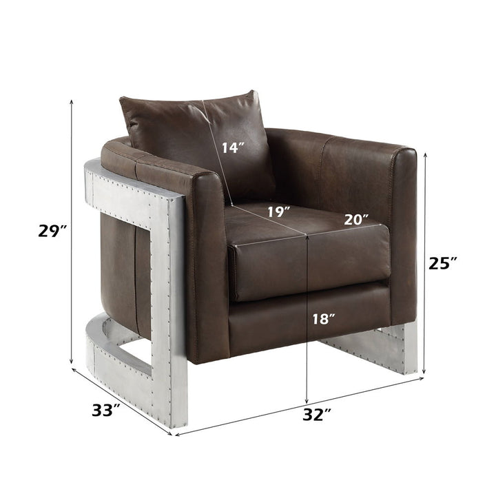 Betla - Accent Chair - Espresso Top Grain Leather & Aluminum
