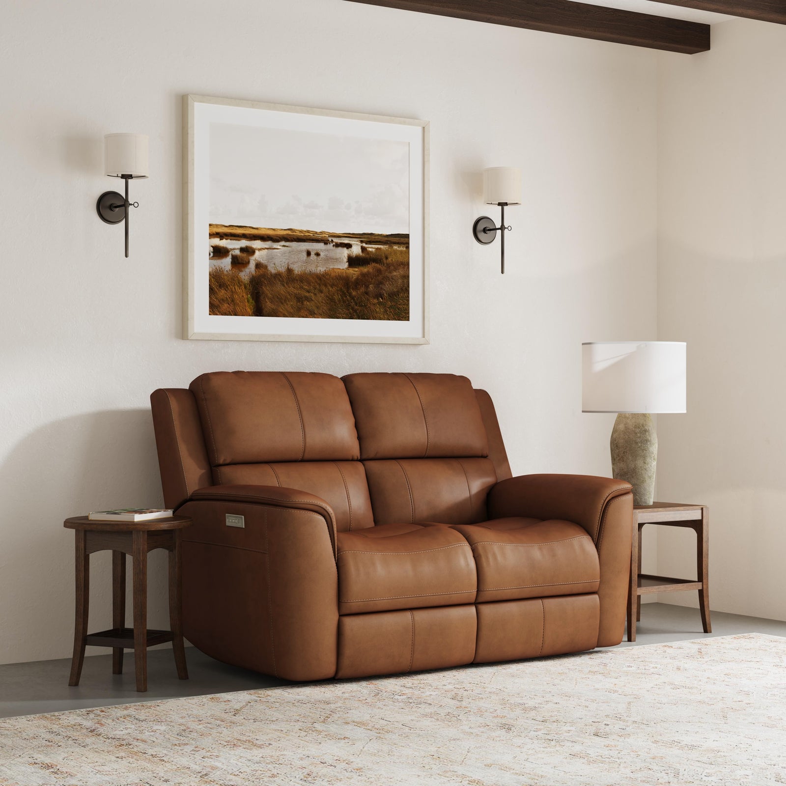 Flexsteel 1041-60PH-94672 Henry  Power Reclining Loveseat With Power Headrests & Lumbar  Caramel