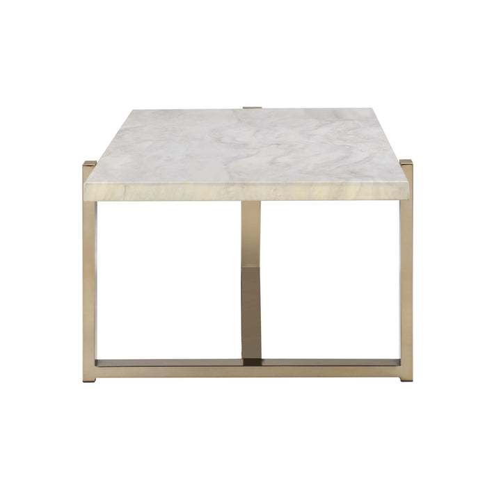 Feit - Faux Marble Top Coffee Table - White Marble