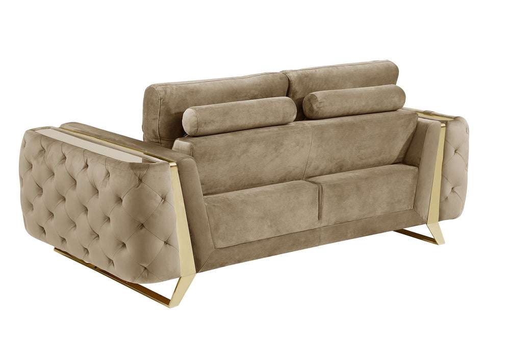 DivanItalia 1051 3-Piece Sofa Set in Velvet Fabric - Cream