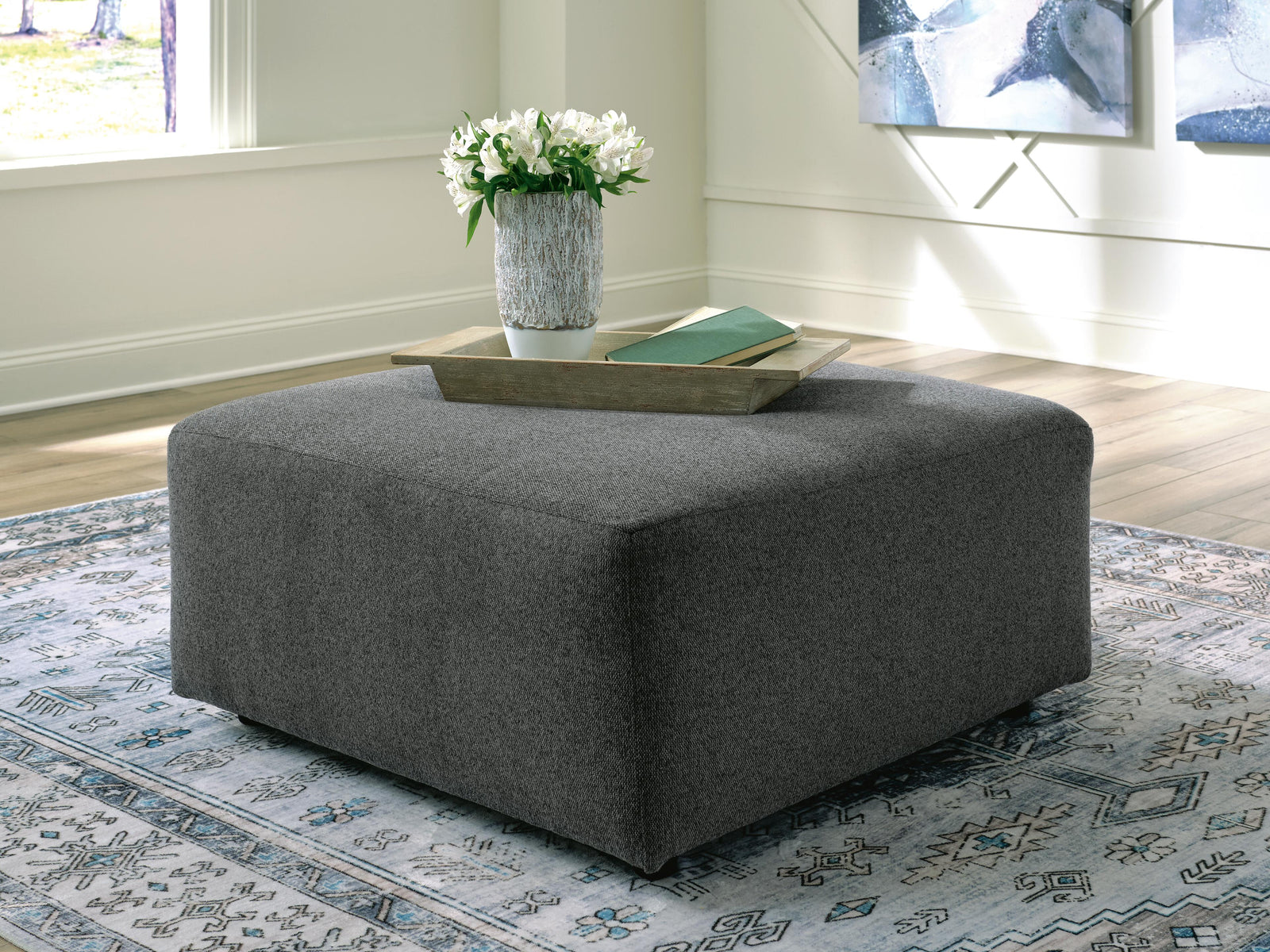Edenfield Oversized Accent Ottoman - Dark Gray (2)
