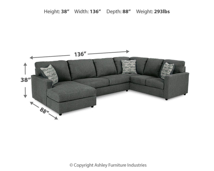 Edenfield 3-Piece Sectional with Chaise - Charcoal (3)