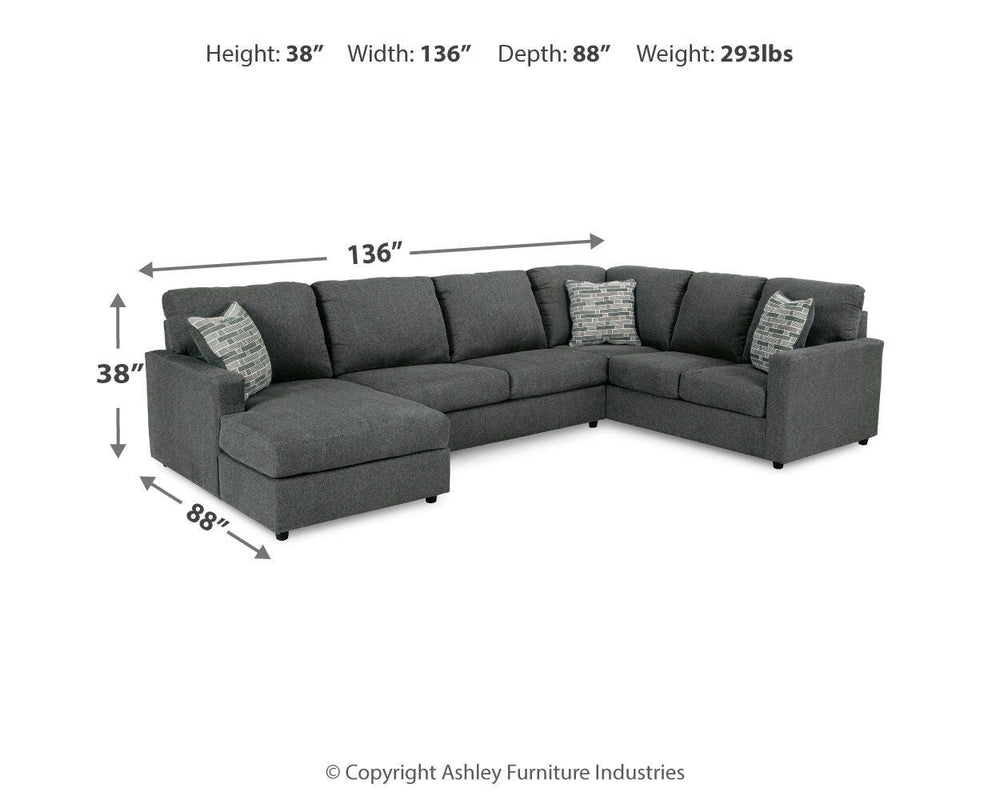 Edenfield 3-Piece Sectional with Chaise - Charcoal (3)