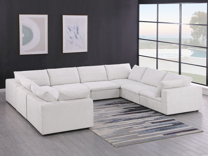 DivanItalia 1100 8-Piece U-Shaped Sectional in Top-Grain Italian Leather - Light Gray
