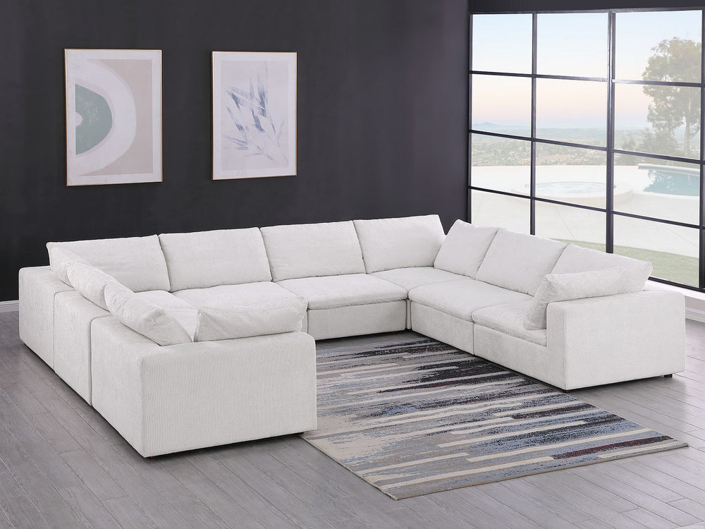 DivanItalia 1100 8-Piece U-Shaped Sectional in Top-Grain Italian Leather - Light Gray