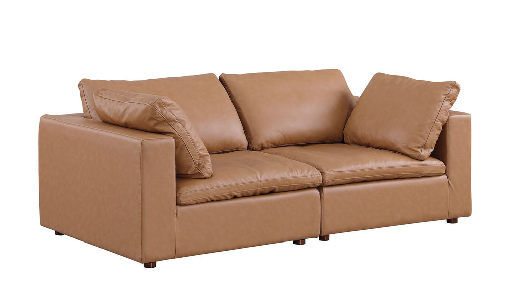 DivanItalia 1100 Modular Loveseat – Top-Grain Italian Leather - Cognac