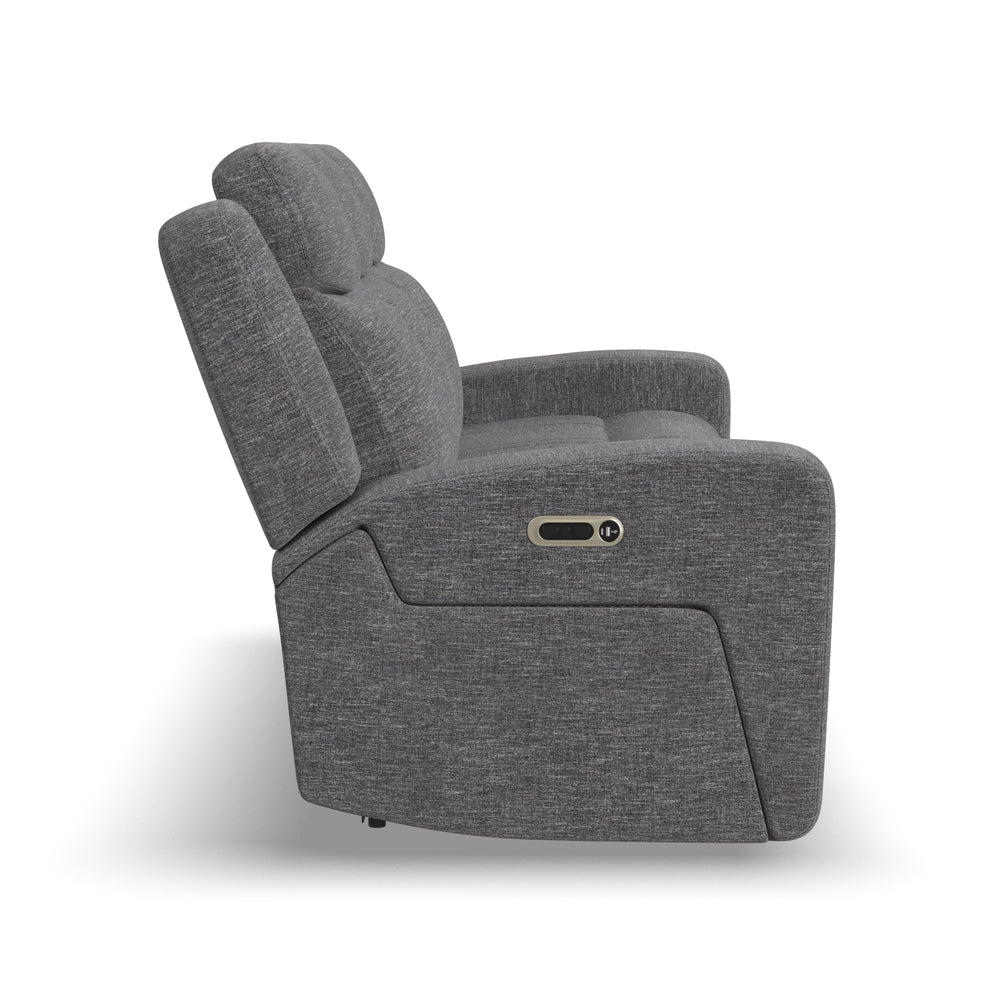 Ridge Fabric Power Reclining Sofa with Power Headrests in Granite