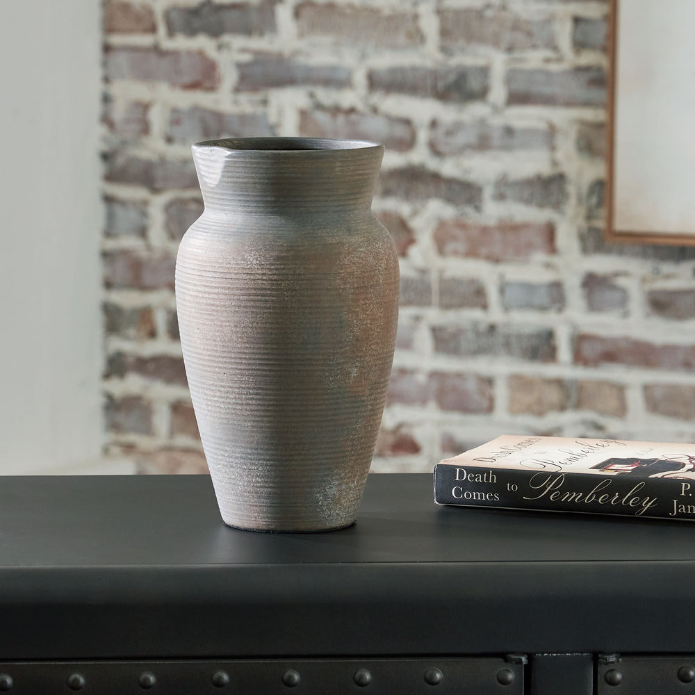 Brickmen - Vase - 10" - Antique Gray