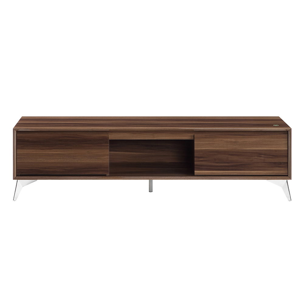 Raceloma - TV Stand - Walnut & Chrome