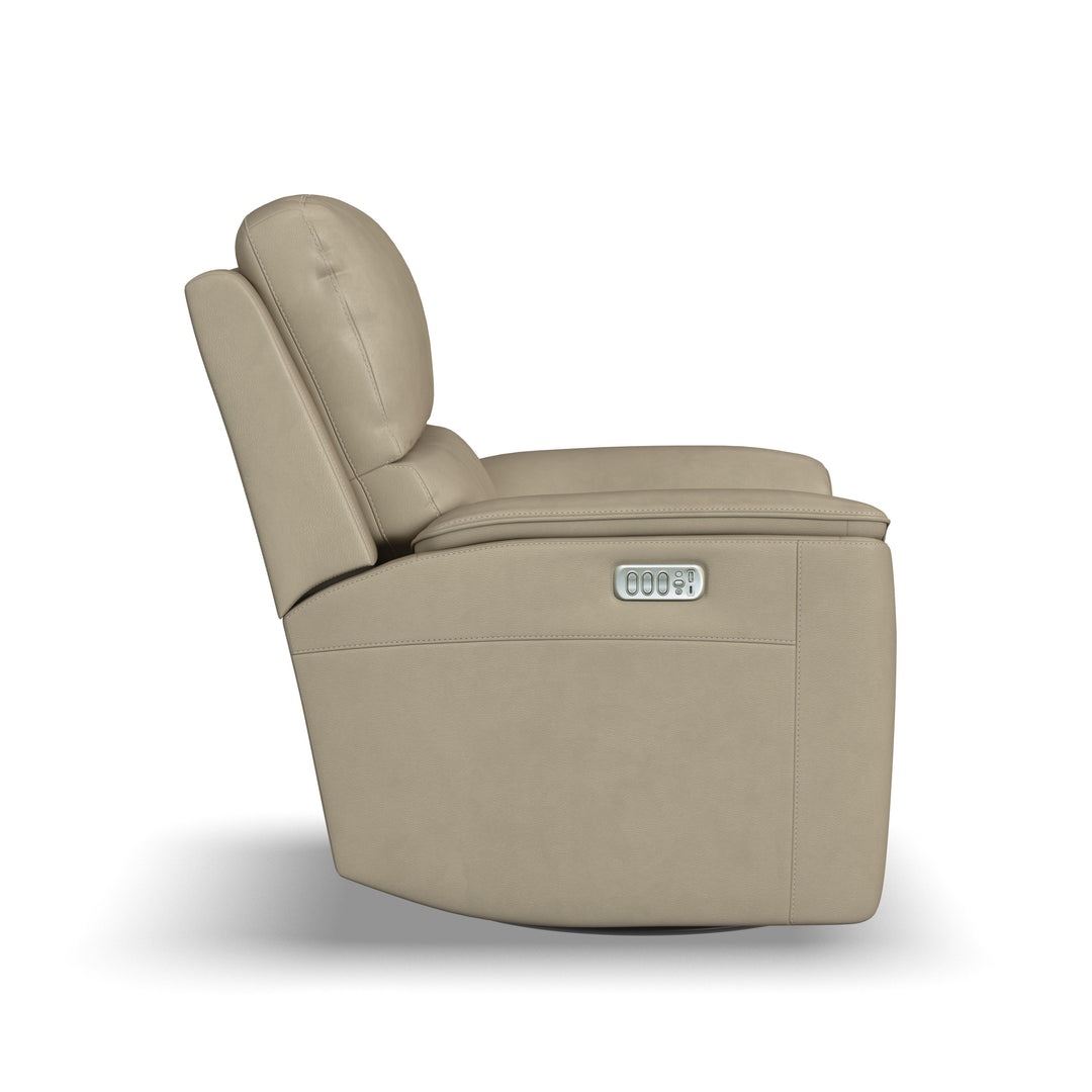Flexsteel 1041-53P5-94680 Henry  Power Swivel Gliding Recliner With Power Headrest, Lumbar, Heat & Massage  Beige