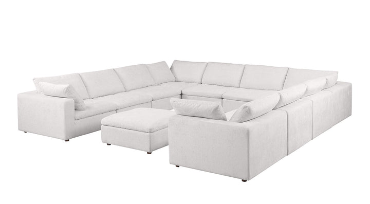 DivanItalia 1100 11-Piece U-Shaped Sectional in Top-Grain Italian Leather - Pearl