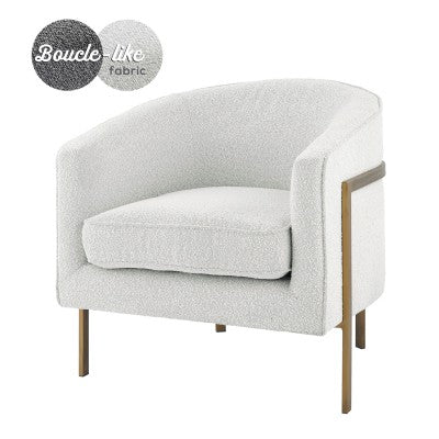 Harrod Boucle Accent Arm Chair Antique Gold Legs - Boucle Beige