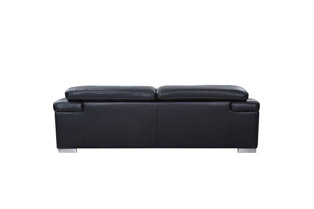 DivanItalia 415 Sofa with Adjustable Headrest in Top-Grain Italian Leather - Black