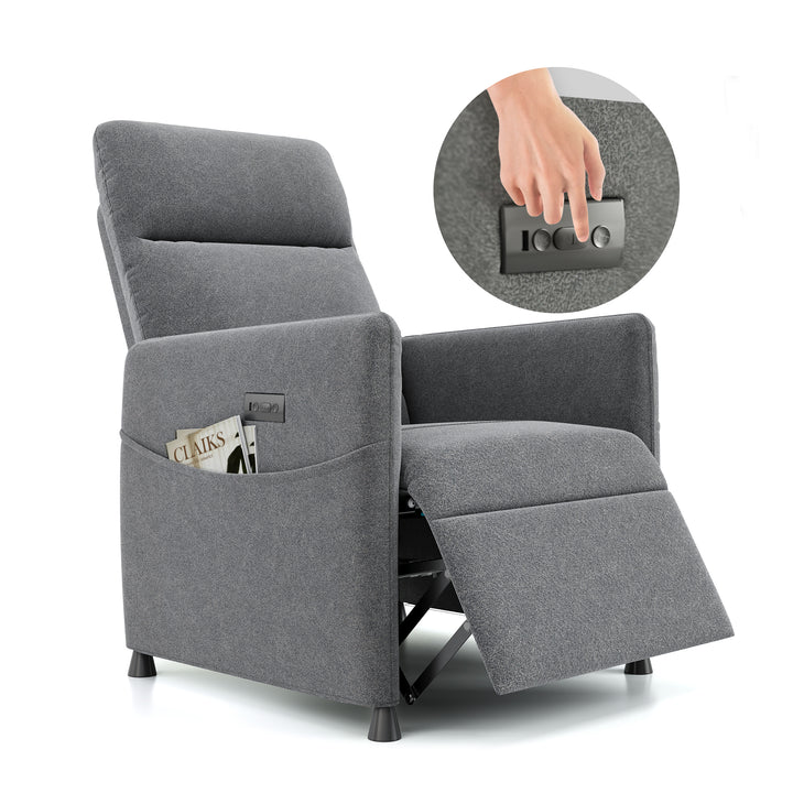 Modern Fabric Power Recliner Chair with Footrest – Light Grey