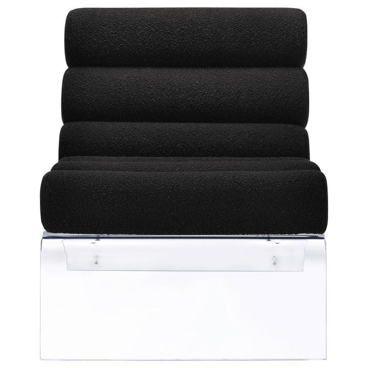 Serreta - Boucle Upholstered Armless Acrylic Chair - Black